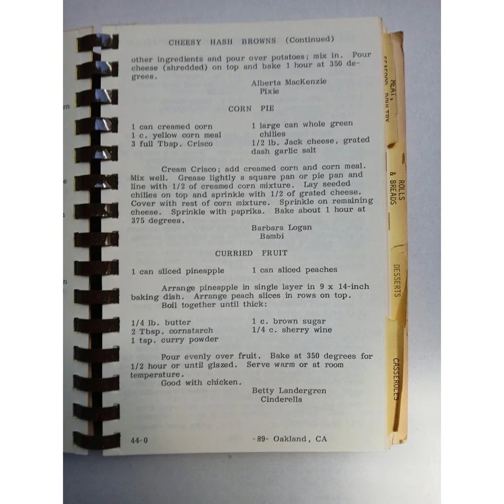 Favorite CHS Recipes Cookbook Children's Home Society of Oakland California Club